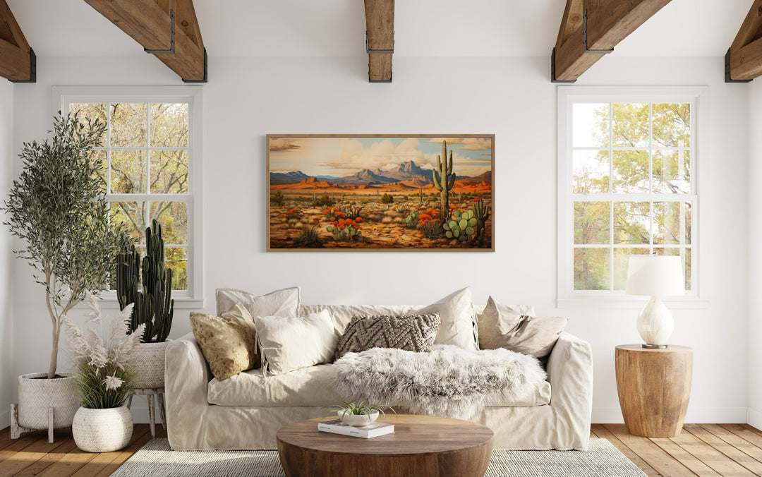 Desert Landscape Extra Large Southwestern Framed Canvas Wall Decor