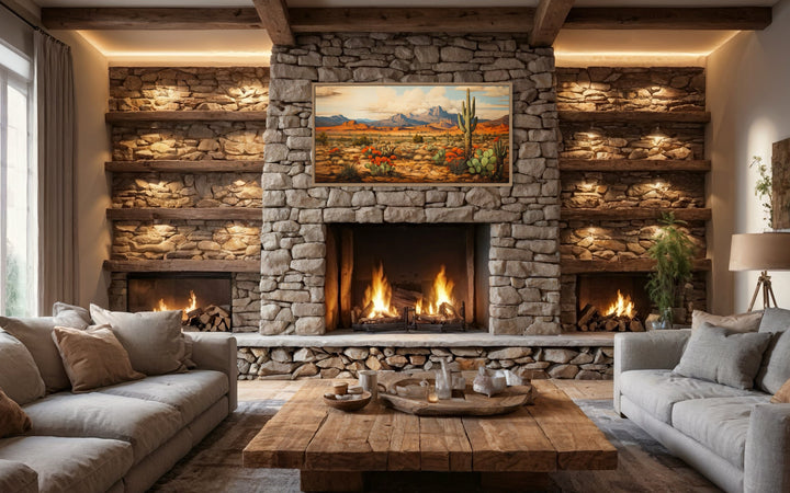 Desert Landscape Extra Large Southwestern Framed Canvas Wall Decor