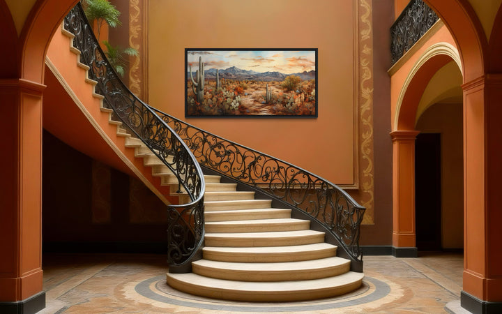 Desert Landscape Wall Art – Southwestern Canvas Print | Rustic Framed Cactus Artwork