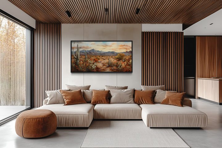 Desert Landscape Wall Art – Southwestern Canvas Print | Rustic Framed Cactus Artwork