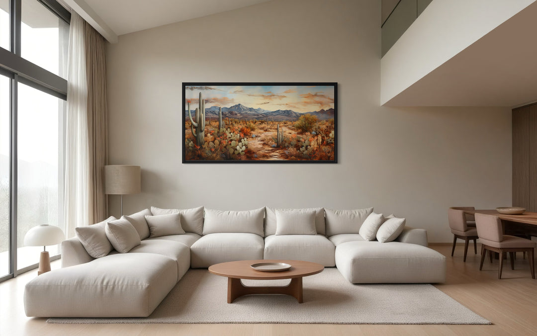 Desert Landscape Wall Art – Southwestern Canvas Print | Rustic Framed Cactus Artwork