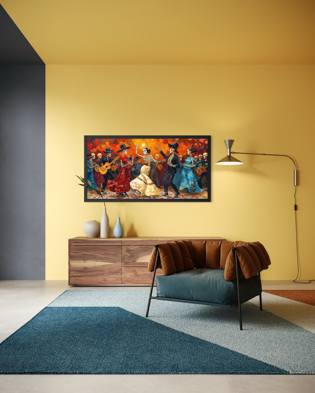 Dia De Los Muertos Wall Art – Vibrant Mexican Folk Art Canvas for Celebration Decor