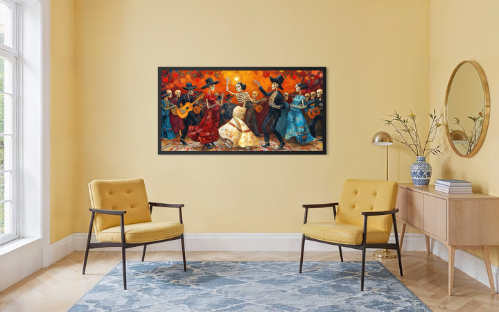 Dia De Los Muertos Wall Art – Vibrant Mexican Folk Art Canvas for Celebration Decor