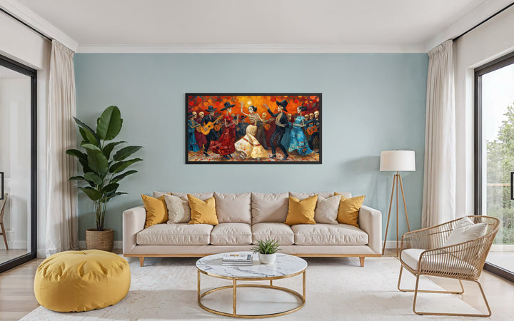 Dia De Los Muertos Wall Art – Vibrant Mexican Folk Art Canvas for Celebration Decor