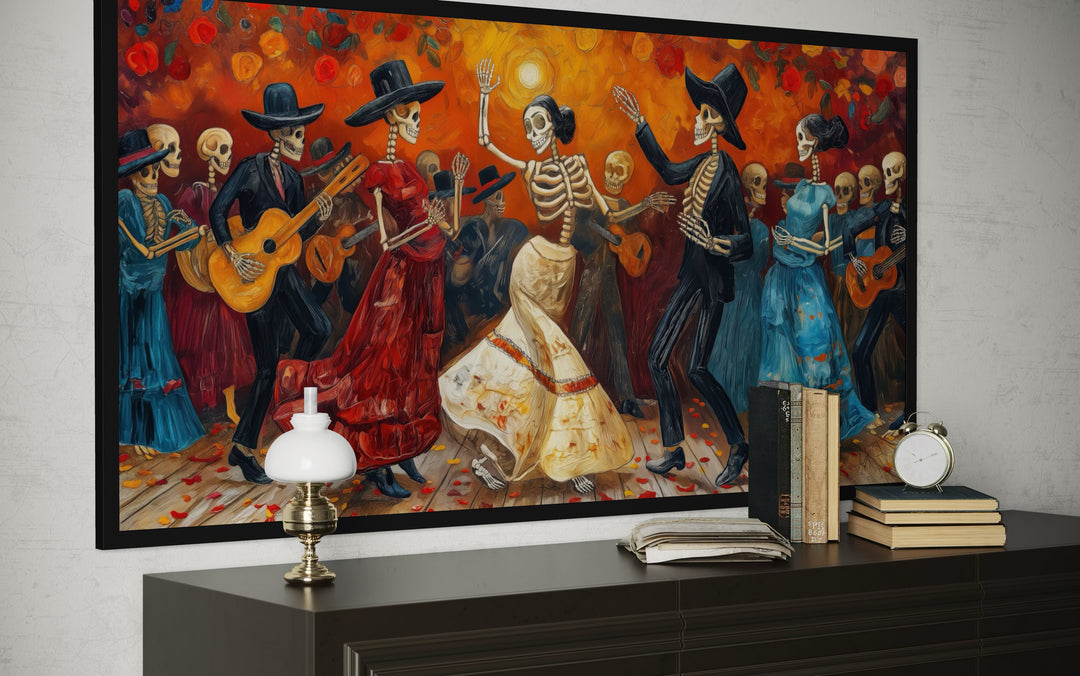 Dia De Los Muertos Wall Art – Vibrant Mexican Folk Art Canvas for Celebration Decor