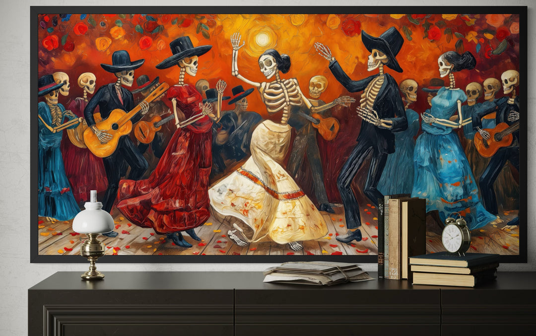 Dia De Los Muertos Wall Art – Vibrant Mexican Folk Art Canvas for Celebration Decor
