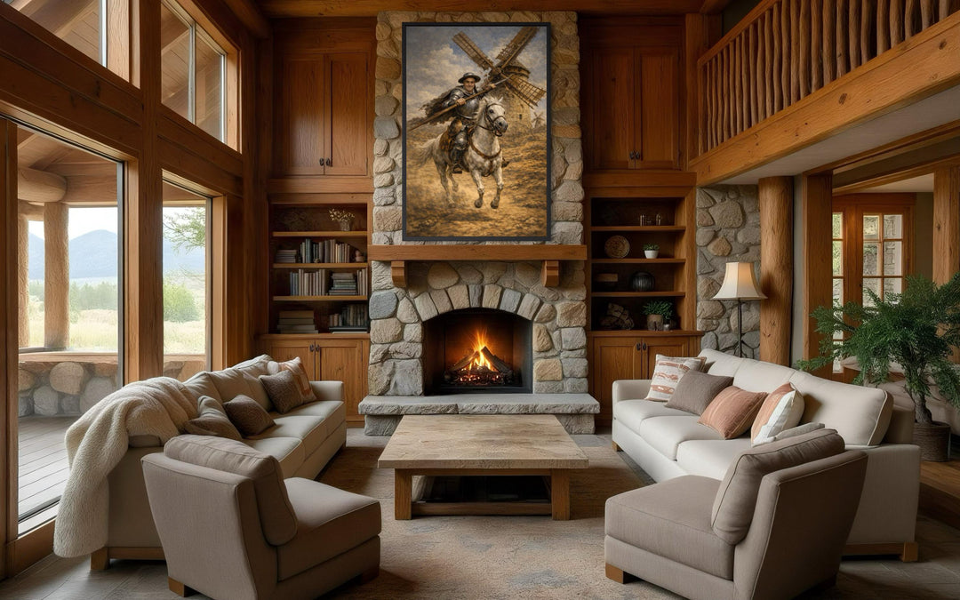 Don Quixote Wall Art – Heroic Knight on Horseback | Classic Literary Canvas For Library Decor