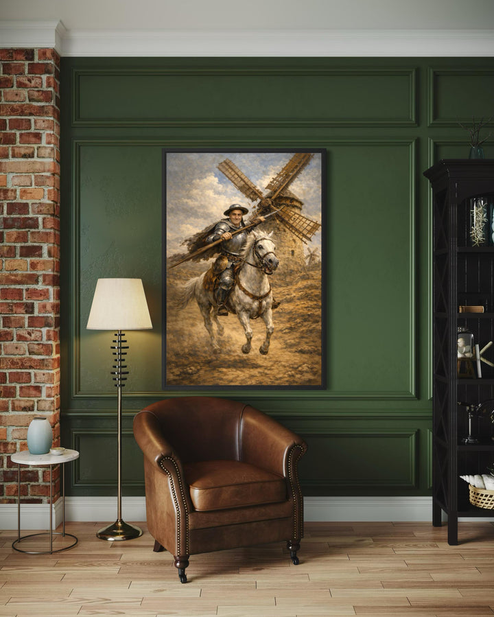 Don Quixote Wall Art – Heroic Knight on Horseback | Classic Literary Canvas For Library Decor