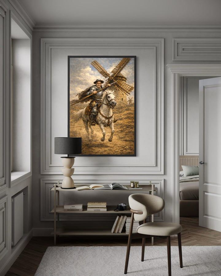 Don Quixote Wall Art – Heroic Knight on Horseback | Classic Literary Canvas For Library Decor