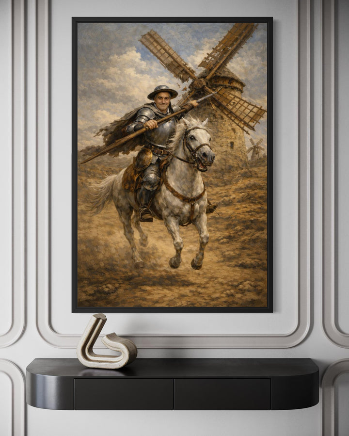 Don Quixote Wall Art – Heroic Knight on Horseback | Classic Literary Canvas For Library Decor