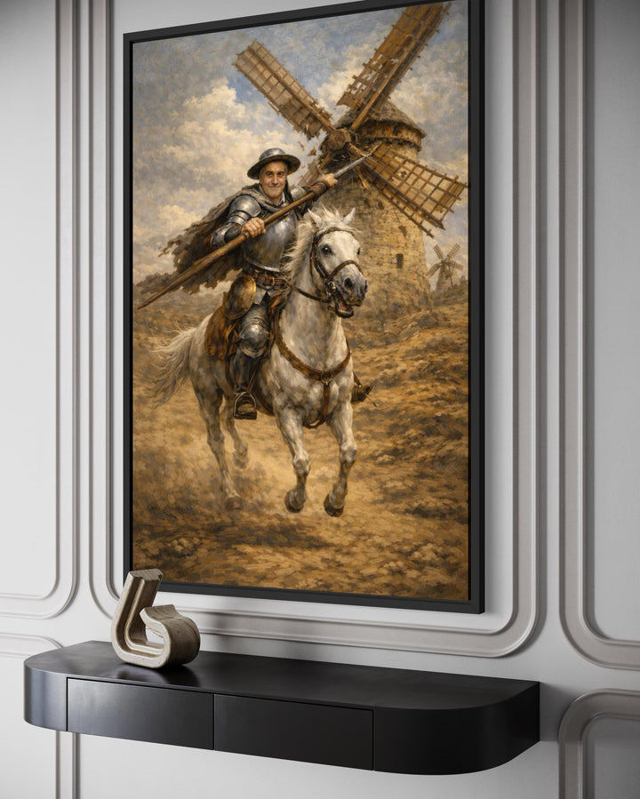 Don Quixote Wall Art – Heroic Knight on Horseback | Classic Literary Canvas For Library Decor