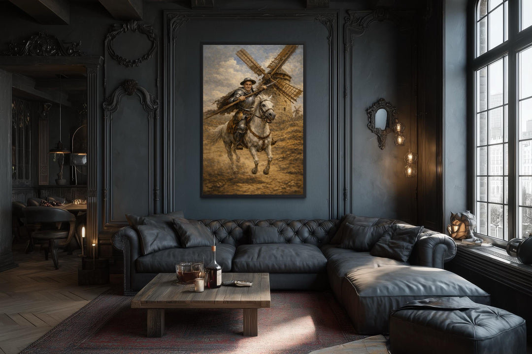 Don Quixote Wall Art – Heroic Knight on Horseback | Classic Literary Canvas For Library Decor