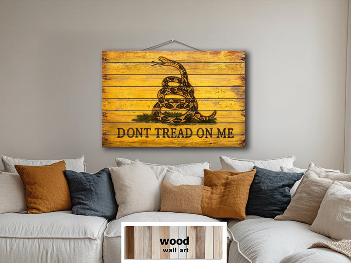 Don't Tread On Me Distressed Yellow Gadsden Flag Wall Art