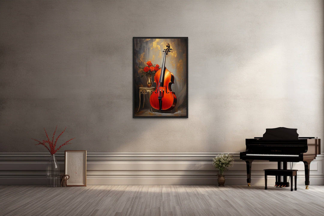 Double Bass Framed Canvas Wall Art