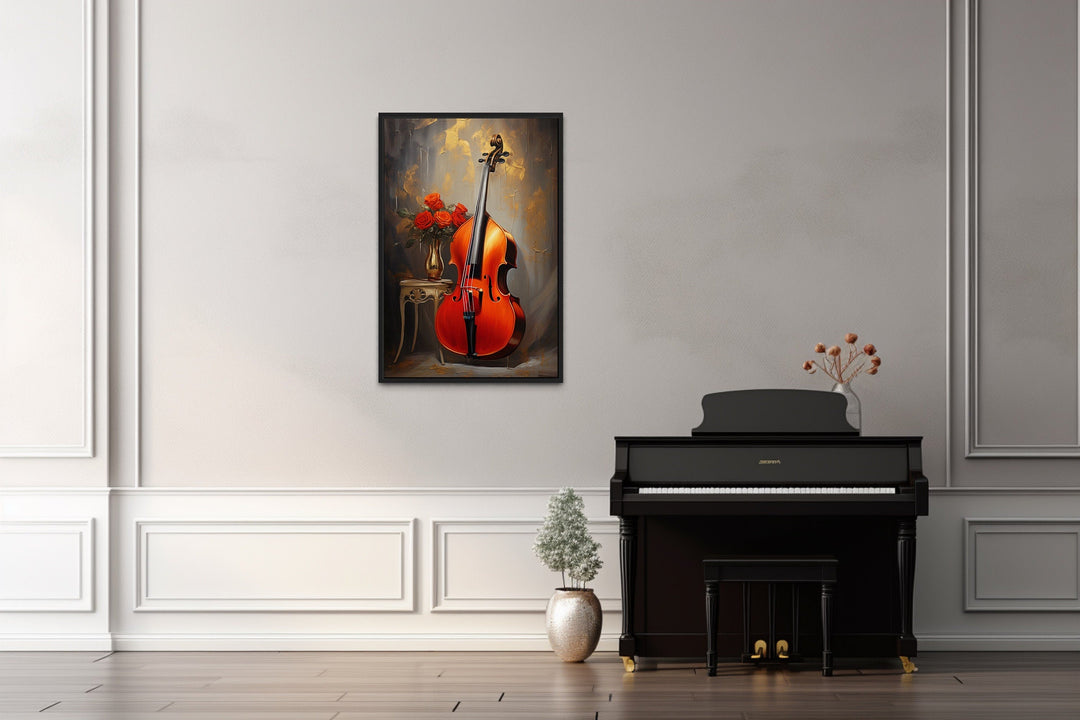 Double Bass Framed Canvas Wall Art