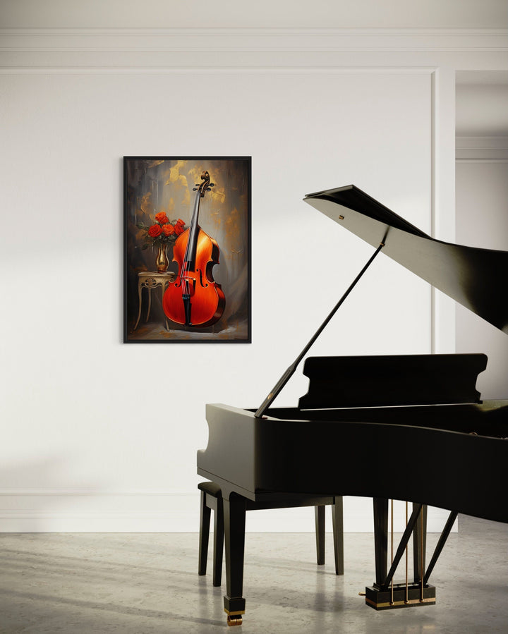 Double Bass Framed Canvas Wall Art