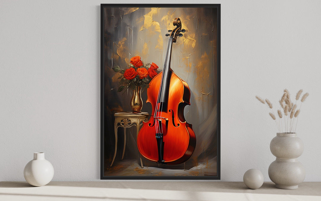 Double Bass Framed Canvas Wall Art