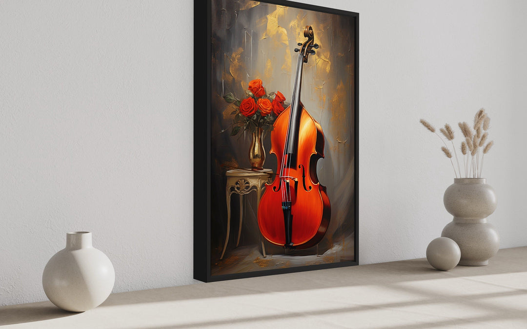 Double Bass Framed Canvas Wall Art