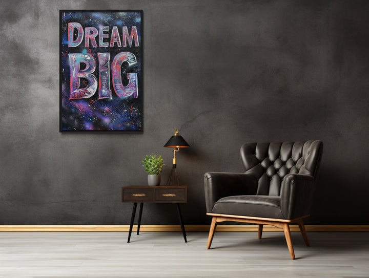 Dream Big Graffiti Painting Motivational Framed Canvas Wall Art