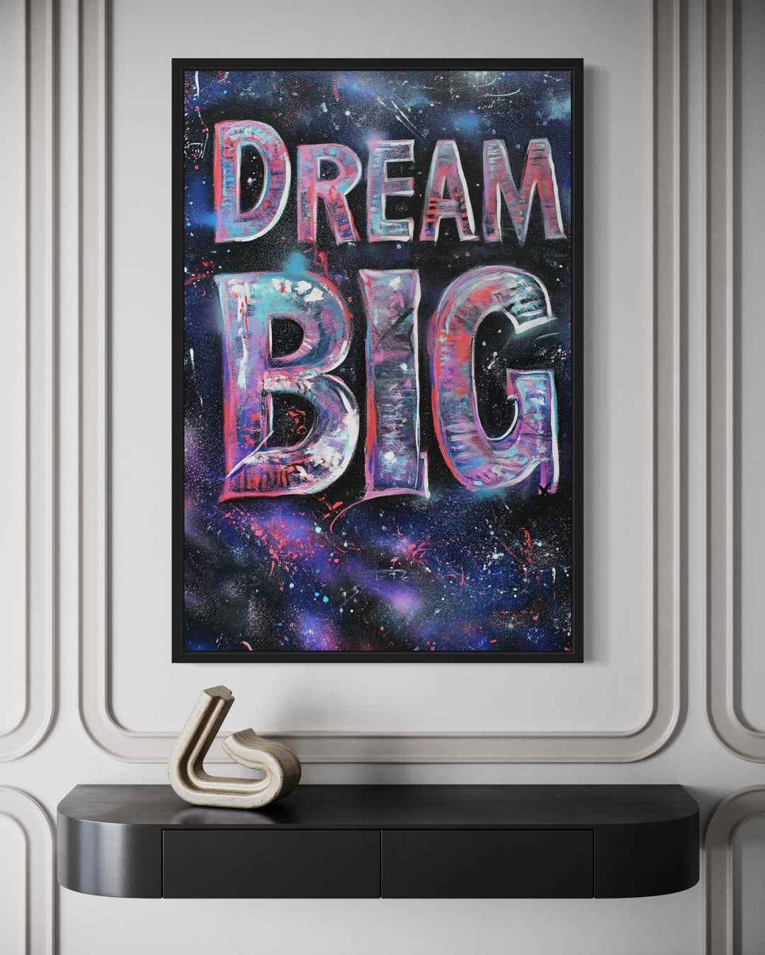 Dream Big Graffiti Painting Motivational Framed Canvas Wall Art