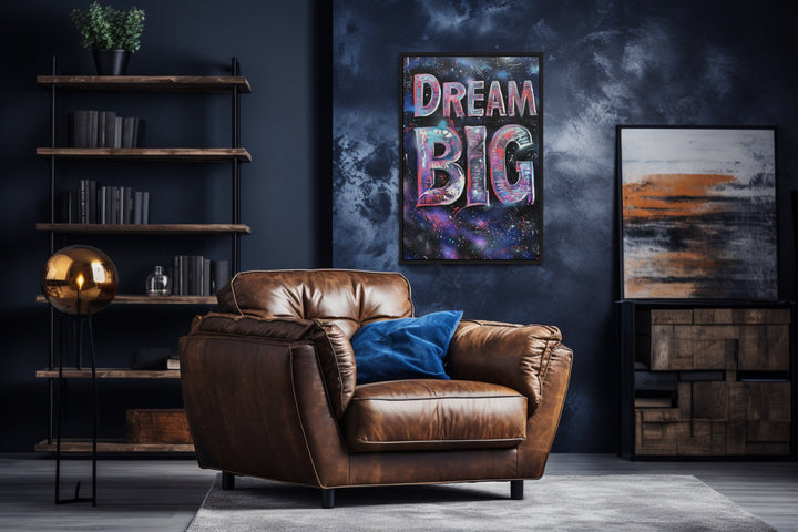 Dream Big Graffiti Painting Motivational Framed Canvas Wall Art