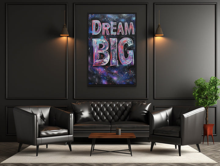 Dream Big Graffiti Painting Motivational Framed Canvas Wall Art