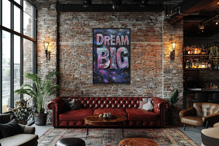 Dream Big Graffiti Painting Motivational Framed Canvas Wall Art