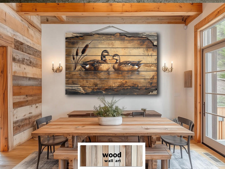 Ducks On Lake Rustic Wood Wall Art For Farmhouse Decor