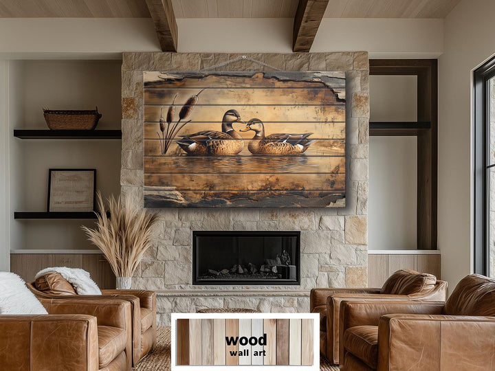 Ducks On Lake Rustic Wood Wall Art For Farmhouse Decor