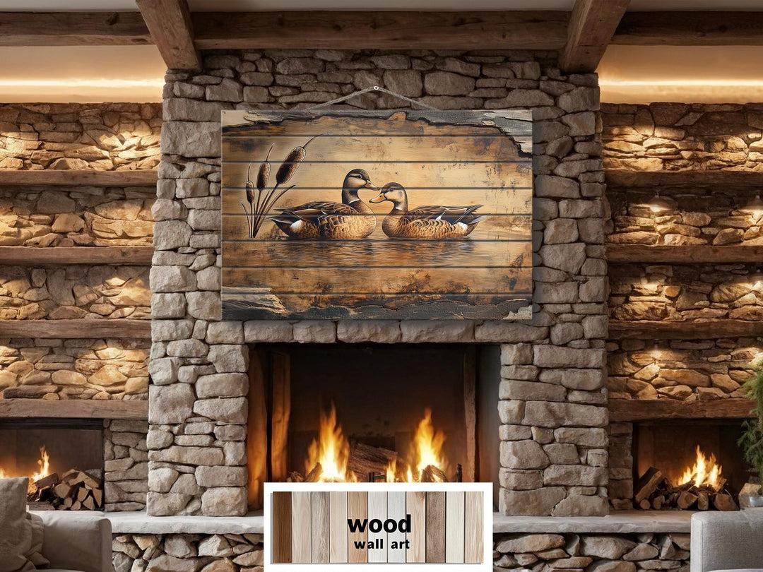 Ducks On Lake Rustic Wood Wall Art For Farmhouse Decor