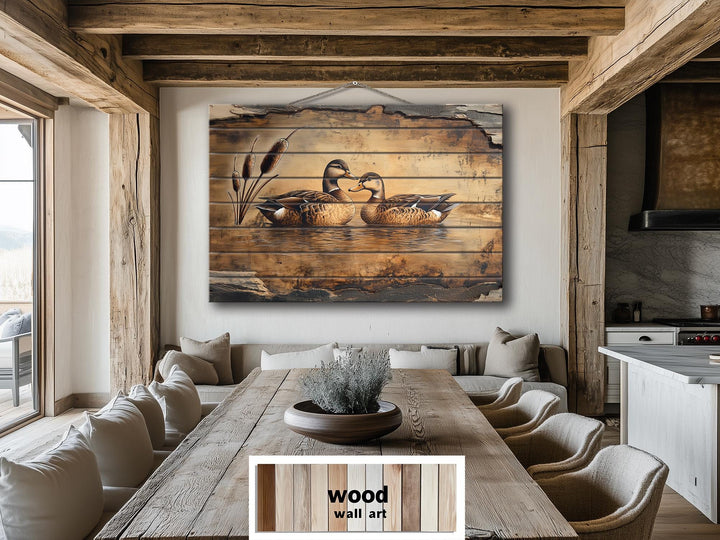 Ducks On Lake Rustic Wood Wall Art For Farmhouse Decor