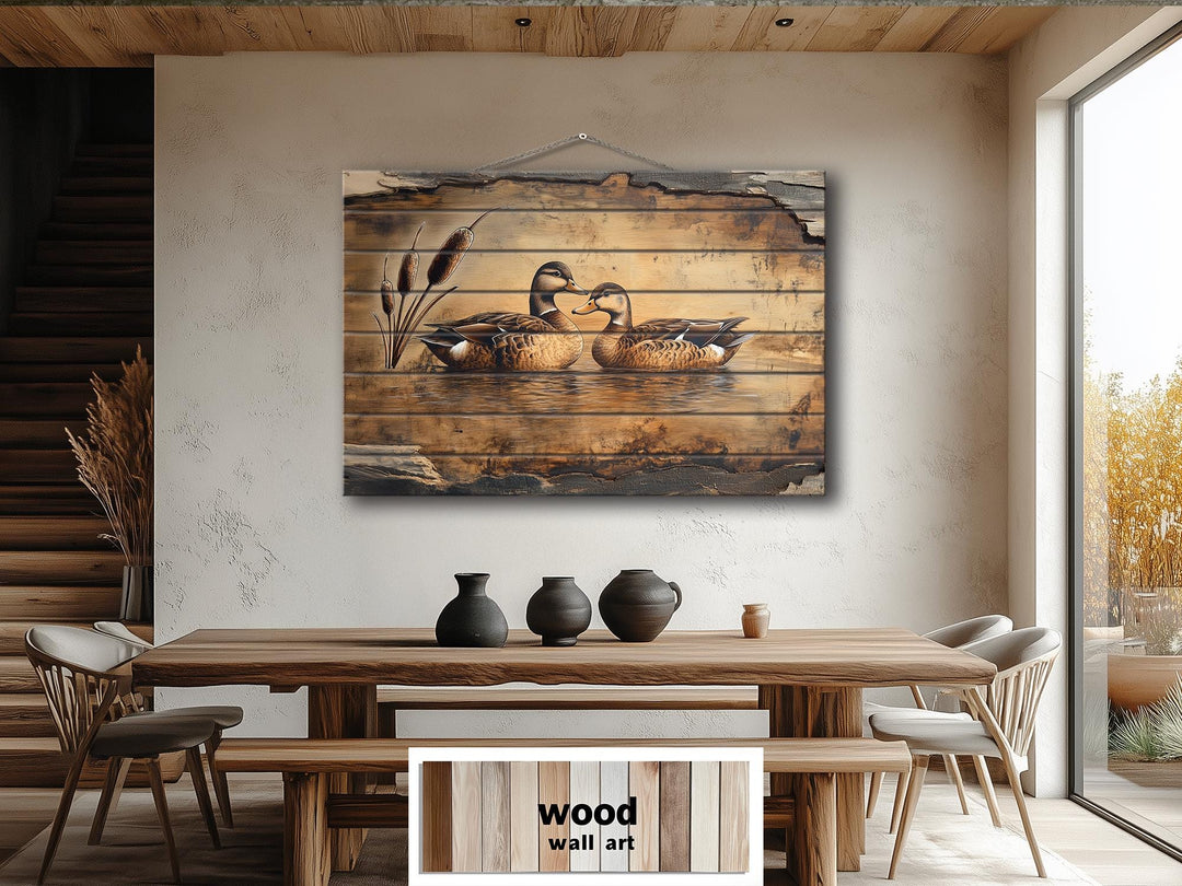 Ducks On Lake Rustic Wood Wall Art For Farmhouse Decor