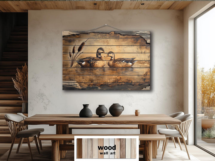 Ducks On Lake Rustic Wood Wall Art For Farmhouse Decor