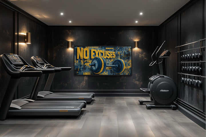 Dumbbells No Excuses Graffiti Painting Motivational Home Gym Wall Art