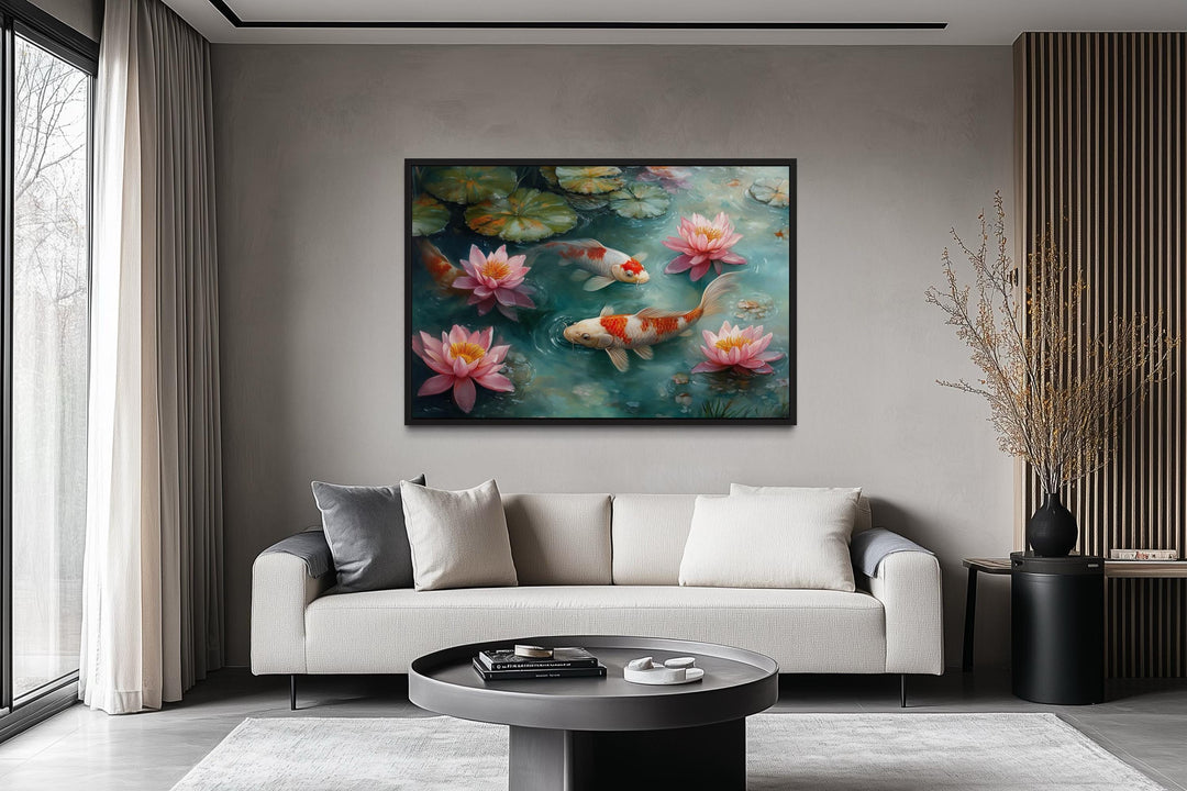 Elegant Japanese Koi Fish Watercolor Painting Canvas Art