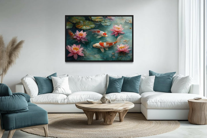 Elegant Japanese Koi Fish Watercolor Painting Canvas Art
