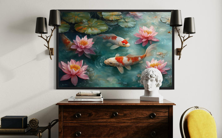 Elegant Japanese Koi Fish Watercolor Painting Canvas Art