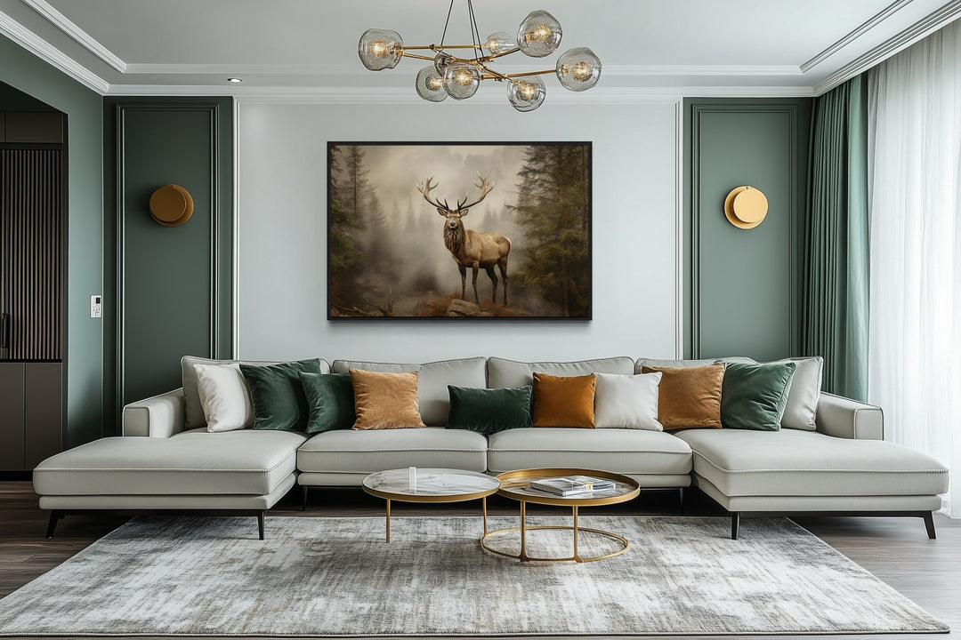 Elk Painting - Rustic Wildlife Wall Art For Cabin Decor