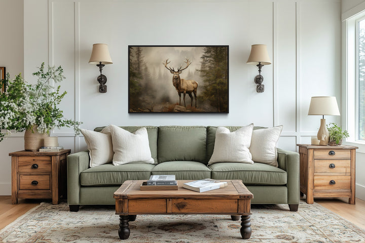 Elk Painting - Rustic Wildlife Wall Art For Cabin Decor