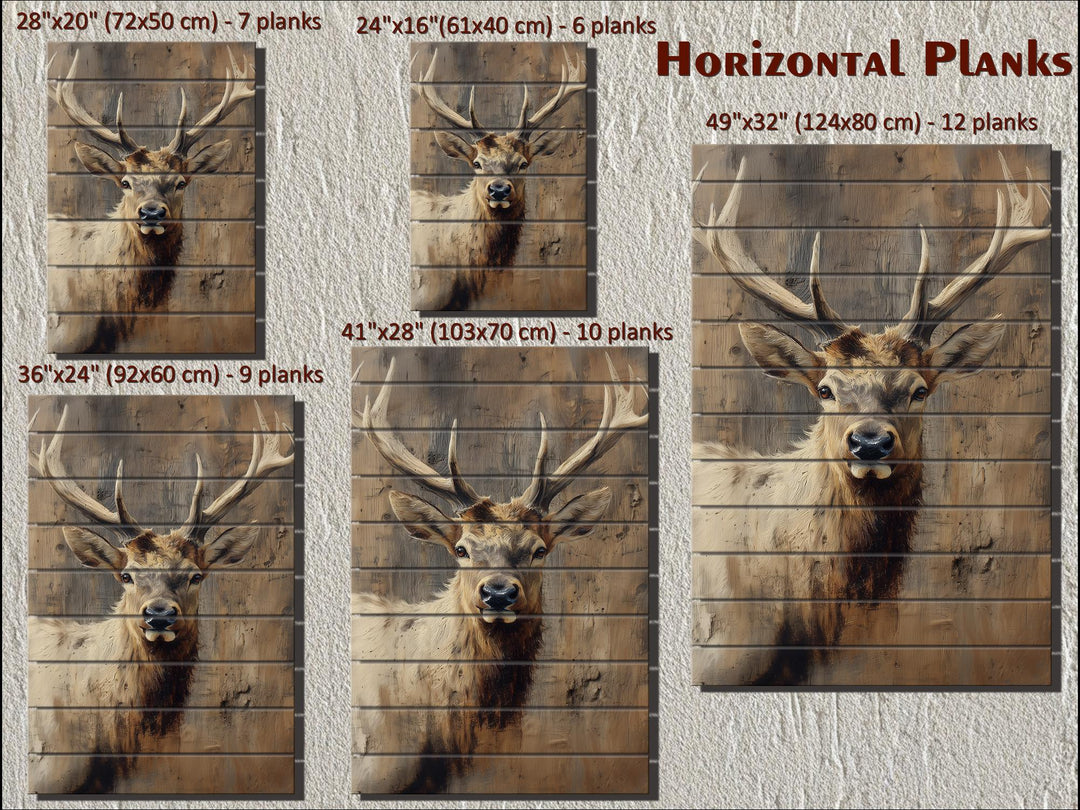 Elk Portrait Distressed Wood Wall Art