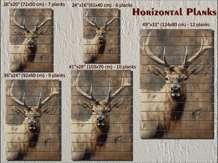 Elk Portrait Distressed Wood Wall Art