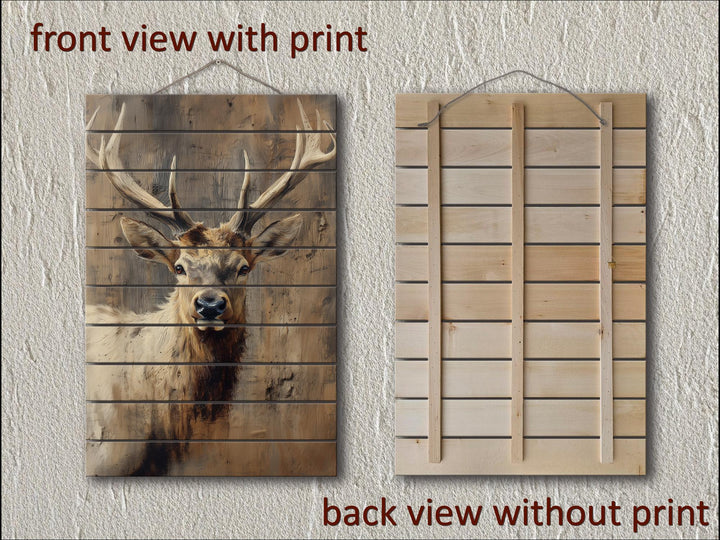 Elk Portrait Distressed Wood Wall Art