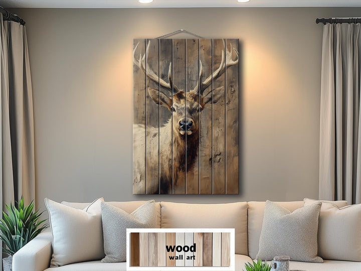 Elk Portrait Distressed Wood Wall Art