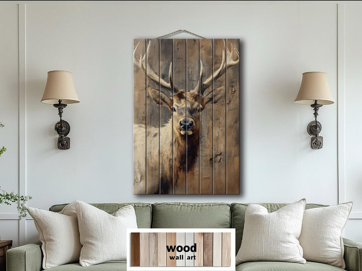 Elk Portrait Distressed Wood Wall Art