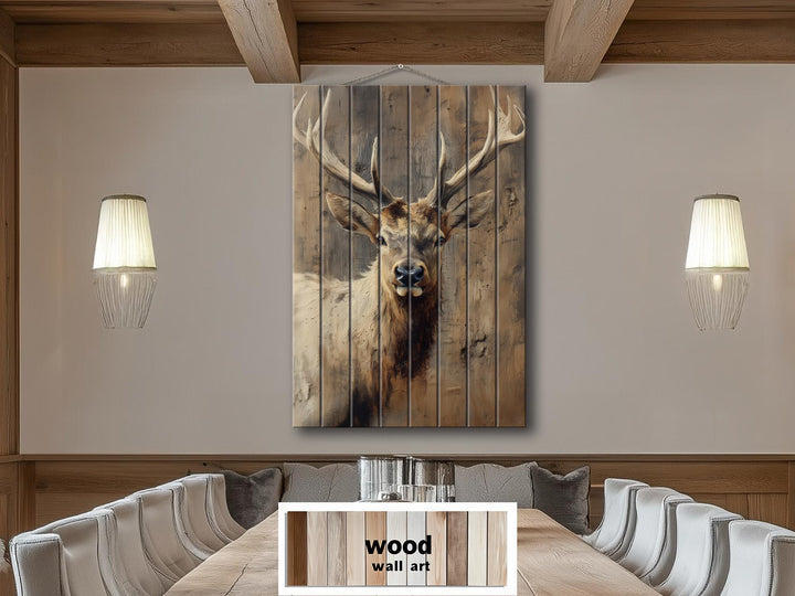Elk Portrait Distressed Wood Wall Art