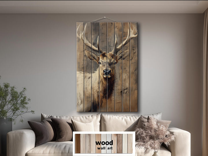 Elk Portrait Distressed Wood Wall Art
