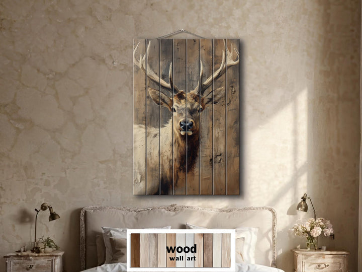 Elk Portrait Distressed Wood Wall Art