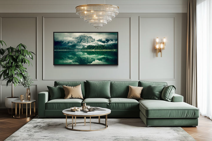 Emerald Green Wall Art - Nature Landscape Canvas | Framed Mountain Lake Painting