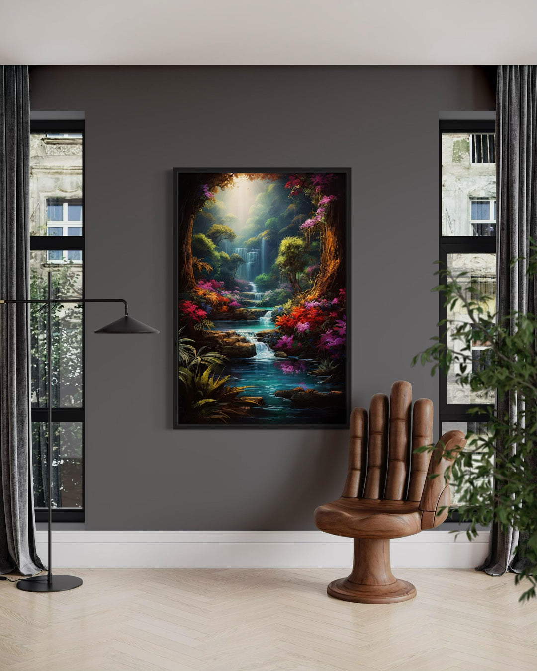 Enchanted Fantasy Forest Painting Framed Canvas Wall Art