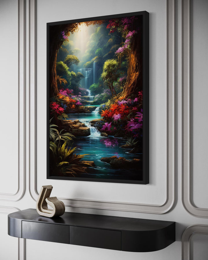 Enchanted Fantasy Forest Painting Framed Canvas Wall Art